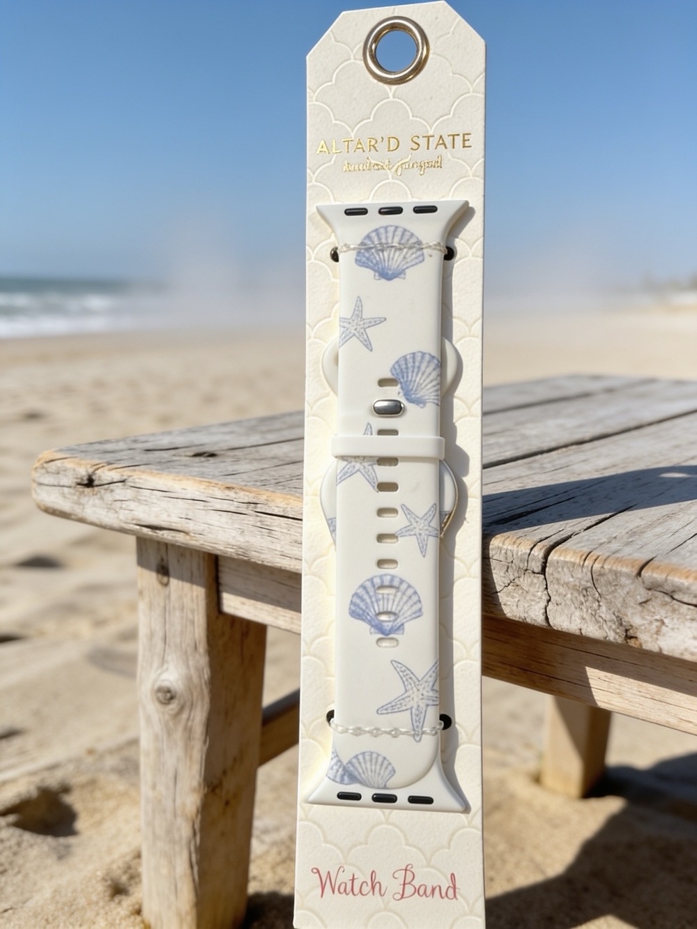 Altar'd State Seashell Printed White Watch Band